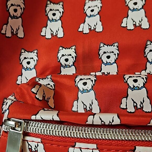 Marc Tetro Red Westie Graphic Mini Backpack Front Zip Pocket main image 9